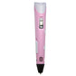 Pink hand-held 3D printing pen with AU plug, side display buttons and black nozzle tip