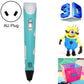 Teal hand-held 3D printing pen with AU plug, LCD screen, and black nozzle
