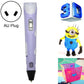 Lavender hand-held 3D printing pen with AU plug, LCD screen, and black nozzle