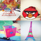Hand-held 3D printing pen craft samples with 3D shapes and needlework designs