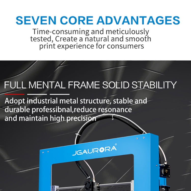 Blue desktop 3D printer front-left angle with solid metal frame