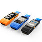 Trio of intelligent terminals (blue, orange, black) with touchscreen and thermal printer