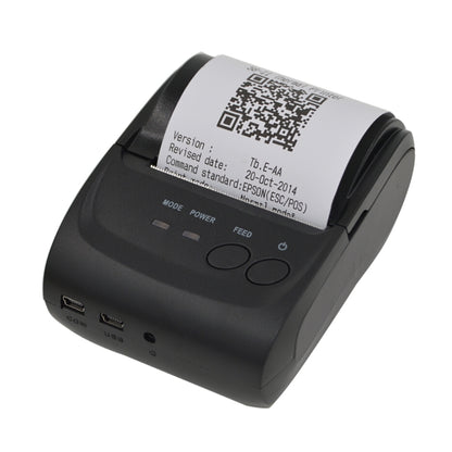 Black thermal Bluetooth receipt printer with paper roll compartment and control panel