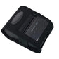 Black thermal Bluetooth receipt printer inside a black carrying pouch with visible controls