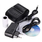 Black Bluetooth receipt printer kit with power adapter, USB cable, and paper roll