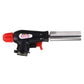 Gas blow torch with black handle, red accents, and silver burner tube
