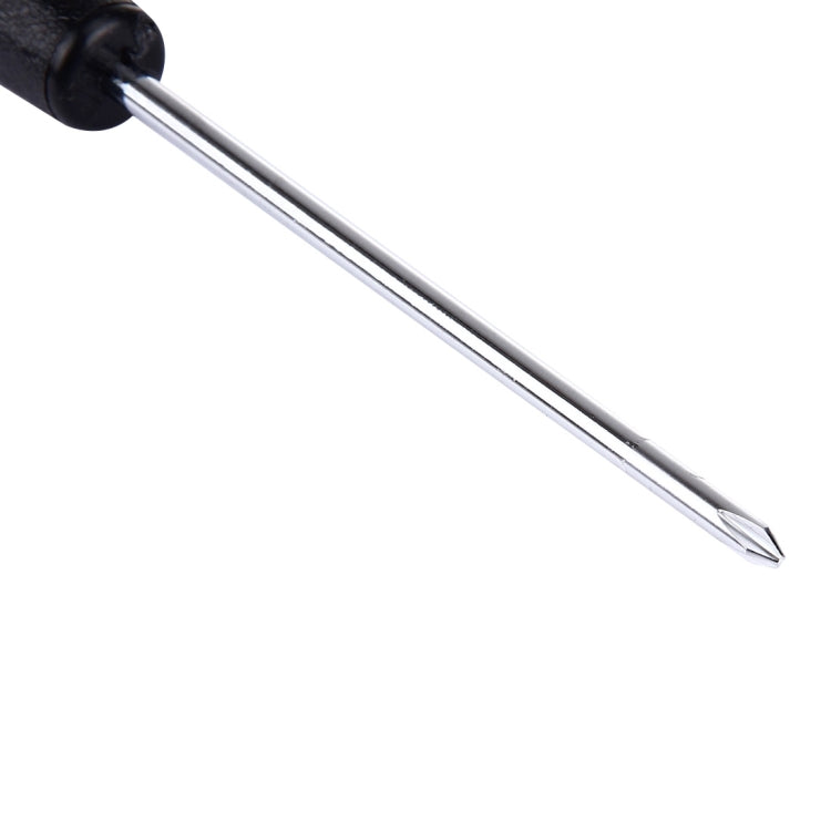 Metal cross screwdriver bit with pointed tip on chrome shaft
