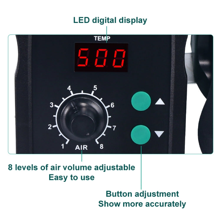 LED digital temperature display with air volume knob and two control buttons
