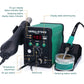 Hot air gun and soldering station front panel with LED display, knobs, and switches
