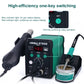 Hot air rework station with one-key switching indicator LEDs and lit temperature display