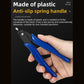 Blue anti-slip spring handle pliers with black jaws, held in a hand