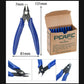 Blue diagonal cutting pliers with 7 mm jaw width and 131 mm length diagram