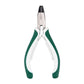 Circlip pliers with pointed jaws and green-and-white insulated handle grips