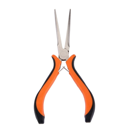 WLXY needle-nose pliers, orange grips and black rubber ends, pointed jaws