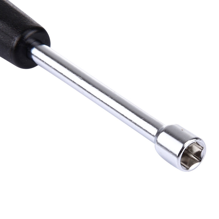 8mm socket head screwdriver close-up of chrome shaft and socket end