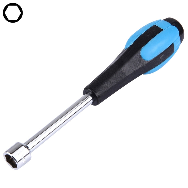 11mm socket head screwdriver with chrome shaft and blue-black handle