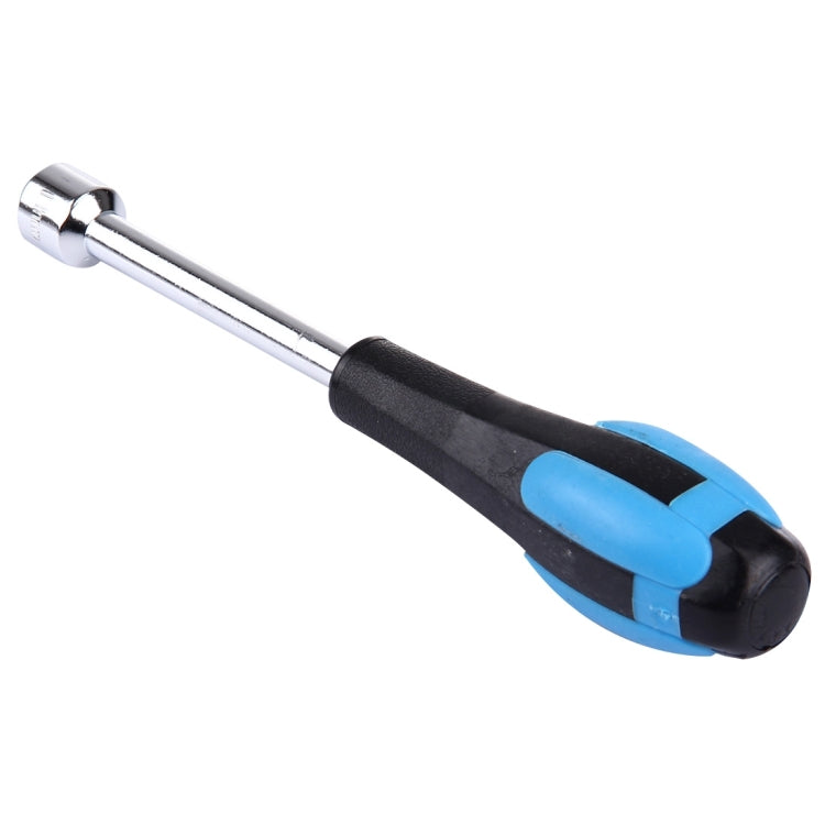 Socket head screwdriver with chrome rod and blue-black ergonomic handle