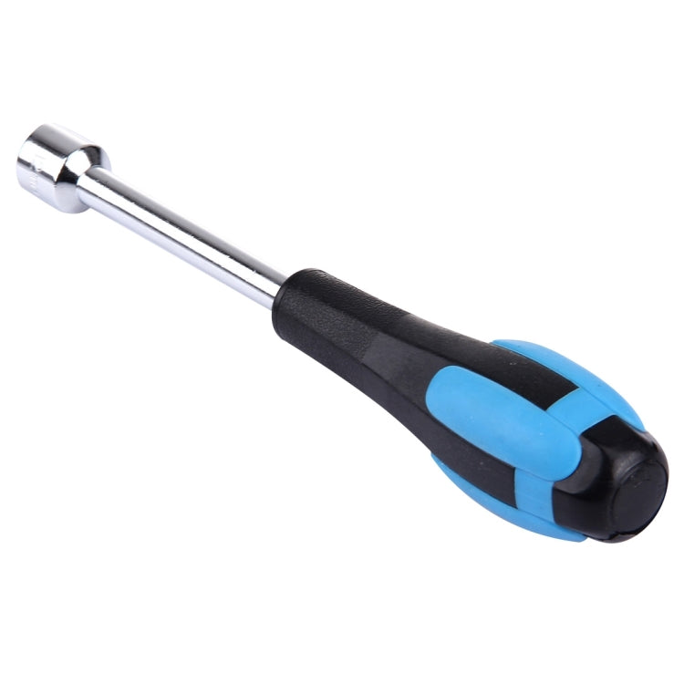 12mm socket head screwdriver with chrome socket end and blue-black handle