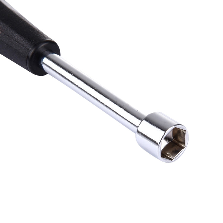 Chrome 12mm socket head screwdriver tip with steel shaft and black handle