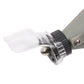 Transparent protective cover with black ribbed collar and metal mounting screw