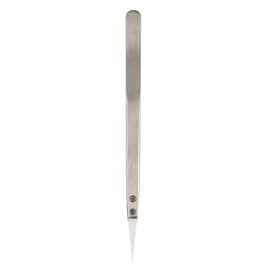 Stainless steel tweezers with narrow pointed ceramic tip
