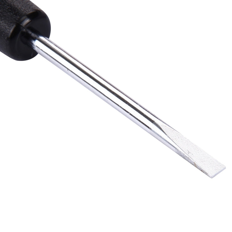 WLXY slotted screwdriver tip and metal shaft detail with dark handle end