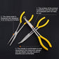 Needle-nose pliers with yellow handles and clamping tips
