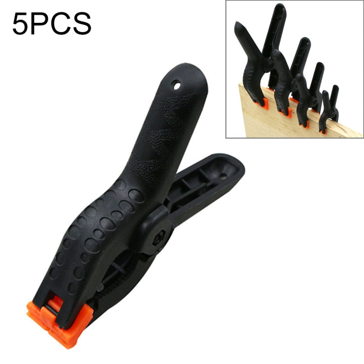 5-piece black spring backdrop clamps with orange release, nylon clip support