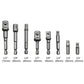 Hex shank socket bit extension set with multiple sizes and hex drive ends