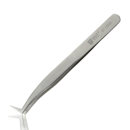 Curved stainless steel eyelash extension tweezer with pointed tips, BT-153SA