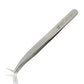 Curved stainless steel eyelash extension tweezer with pointed tips and curved head