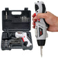Electric screwdriver kit with hard case, handheld driver and assorted bit extensions