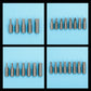 Screwdriver bit set, mixed flat and hex tips in rows