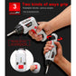 Cordless electric screwdriver with rotating handle grip, white body with red/black details
