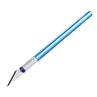 Blue precision metal carving knife tool with pointed replacement blade
