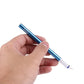 Precision knife held in hand, blue handle with metal pointed blade tip