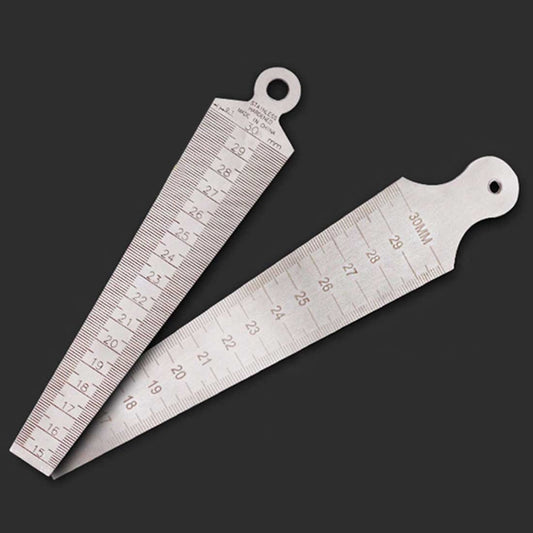 Stainless steel wedge feeler gap gauge, metric & imperial, 15–30mm scale markings