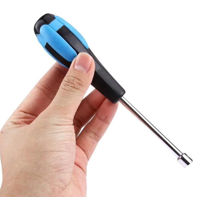 WLXY 6mm socket head screwdriver held in hand, black handle with blue grip pads
