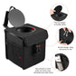 Black car trash can with flip-top lid, side buckles, and front net pocket
