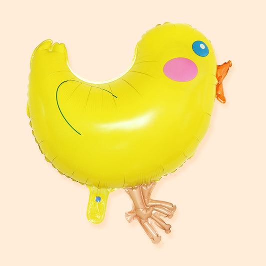 Yellow cartoon chick foil balloon with orange beak and feet