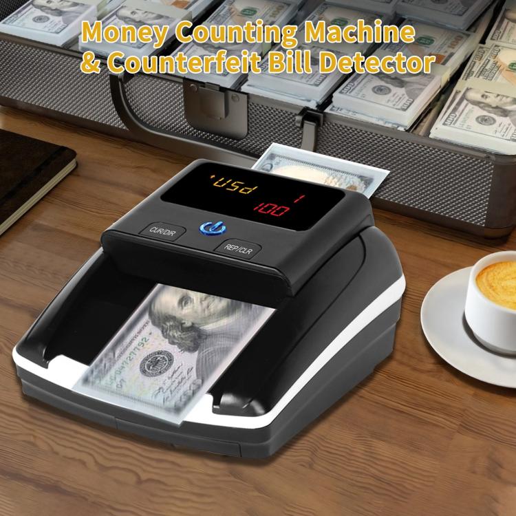Portable money counter and bill detector with front bill slot and digital LCD screen