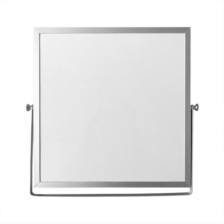 Square white writing board with dark metal frame and smooth blank surface