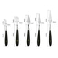Five stainless paint scraper blades on black handles, numbered 1–5