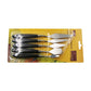 Blister-pack five-piece paint scraper set with five stainless blades and black handles