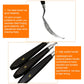 Curved stainless paint scraper blade with black handle, part of five-piece set