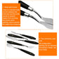 Five-piece paint scraper set with stainless blades, black handles, and metal ferrules