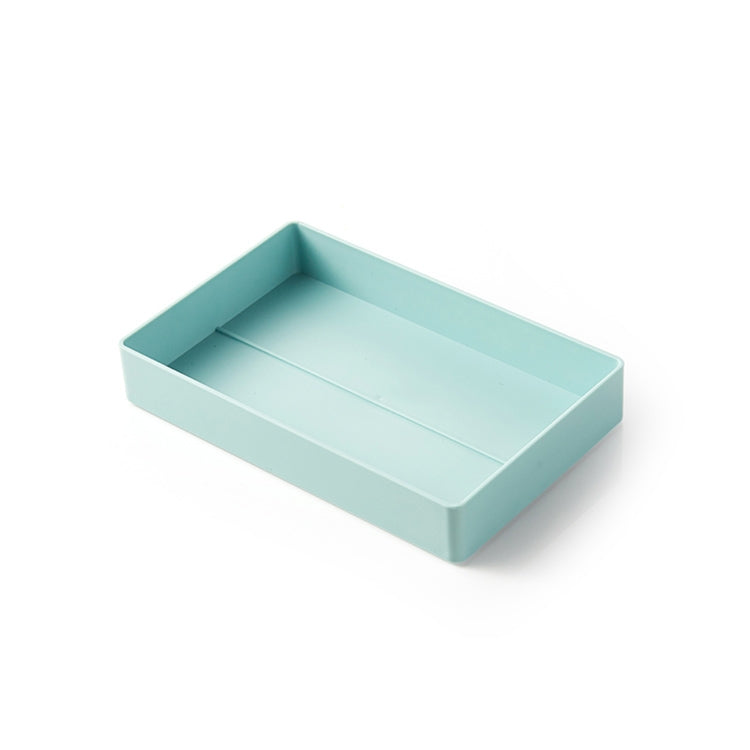 Teal blue-green small desktop storage tray with smooth base and raised sides