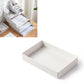 Grey-white desktop file storage tray box with open empty organizer