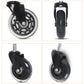 Black PU chair caster wheel with metal stem and silver inner hub in multiple angles