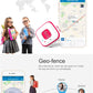 GPS tracker pendant necklace, white device with red SOS button and chain